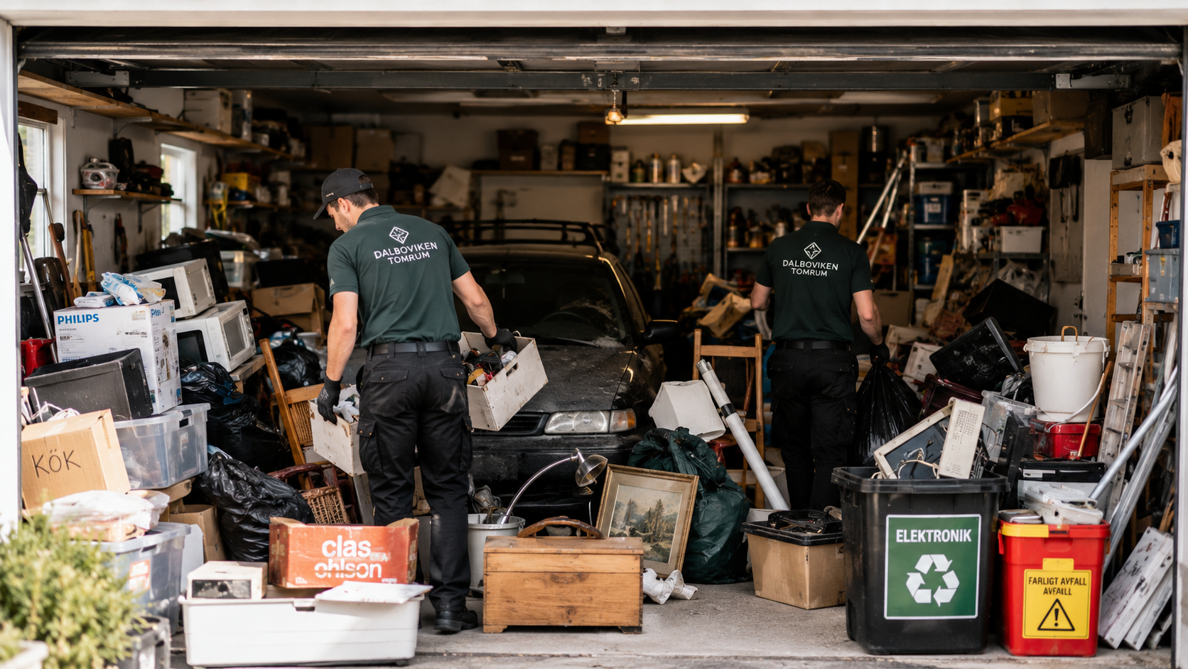Dalboviken Tomrums personal i arbete under en tömning